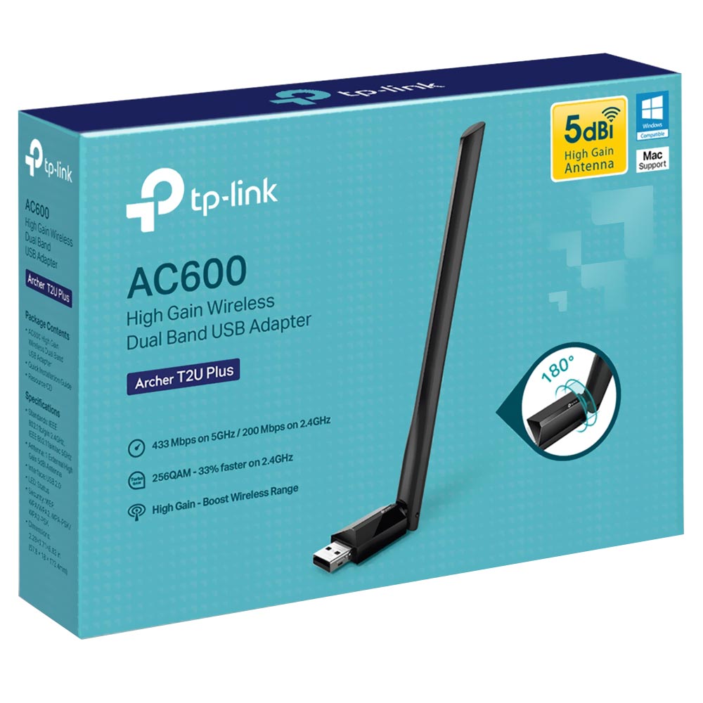 Comprar Adaptador Wifi TP-Link Archer T2U Plus USB Dual Band / 2.4GHZ / 5GHZ - 600MBPS - Novo