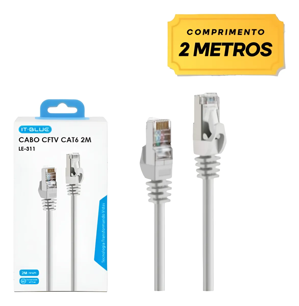Comprar Cabo De Rede Cat6 2 Metros Ethernet Lan Giga 10/100/1000 - Novo